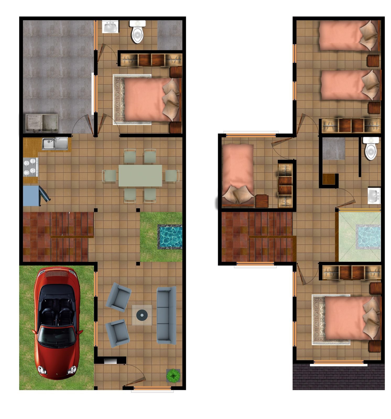 Planos de casa 13 de 6.70 × 15.00 m