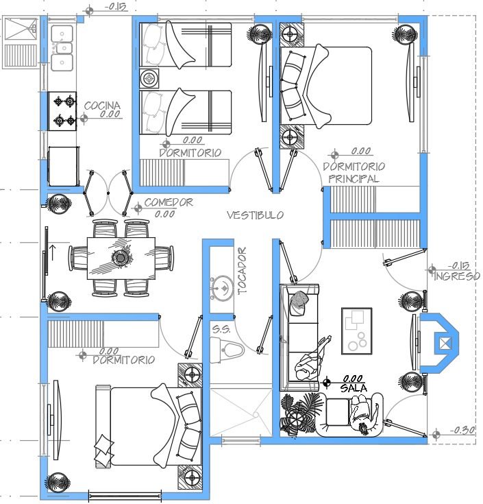 Planos de casa 22 de 8.00 × 11.801 m
