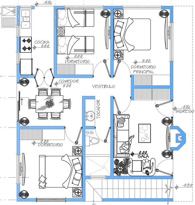 Planos de casa 22 de 8.00 × 11.801 m