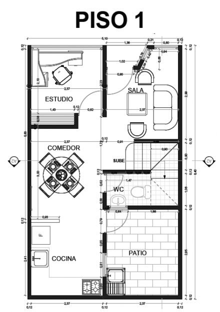 Planos de casa 25 de 5.5 × 10.24 m