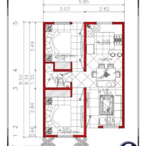 Planos de casa 26 de 6.00 × 8.49 m