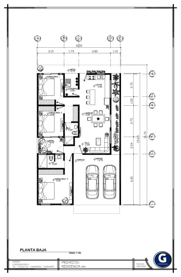 Planos de casa 40 de 8.75 × 18.81 m
