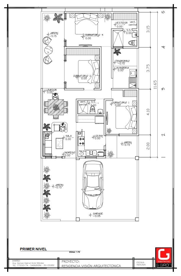 Planos de casa 40 de 8.75 × 18.81 m