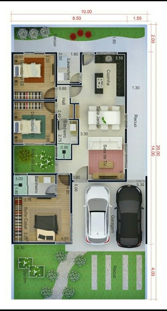 Planos de casa 41 de 10.00 × 16.70 m