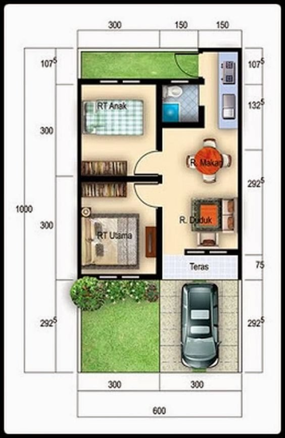 Planos de casa 44 de 6.00 × 10.00 m