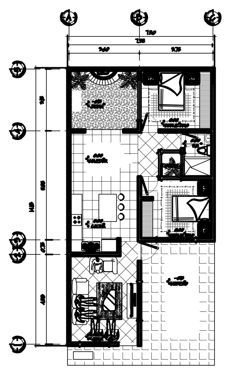 Planta amueblada de la casa 9